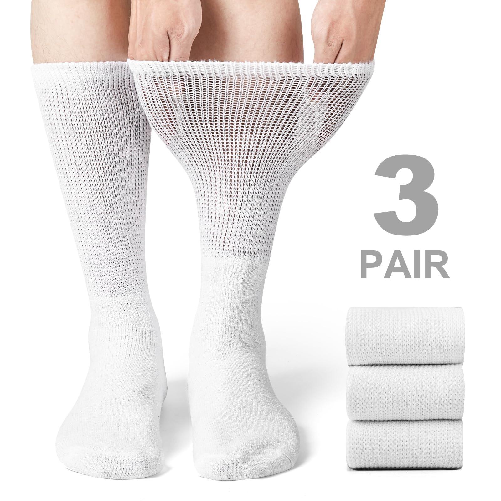 Falari Diabetic Socks Men Unisex Size 13-15 White 63-9010-3PAIRS