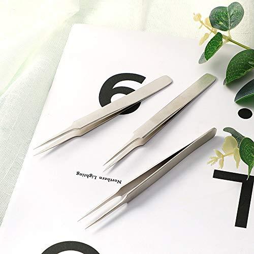 Mudder 3 Pieces Ingrown Hair Tweezers Stainless Steel Splinter Tweezers Pointed Blackhead Remover Precision Eyebrow Tweezers for Facial Hair, Ingrown Hair, Splinter and Blackhead Remover (Silver)