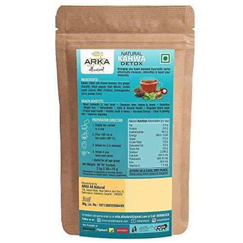 Arka All Natural Arka All Natural Kokum Ginger Kahwa with Ashwagandha | Detox Herbal Green Tea | Sugar Free | Caffeine free 30 Sachets (90g)
