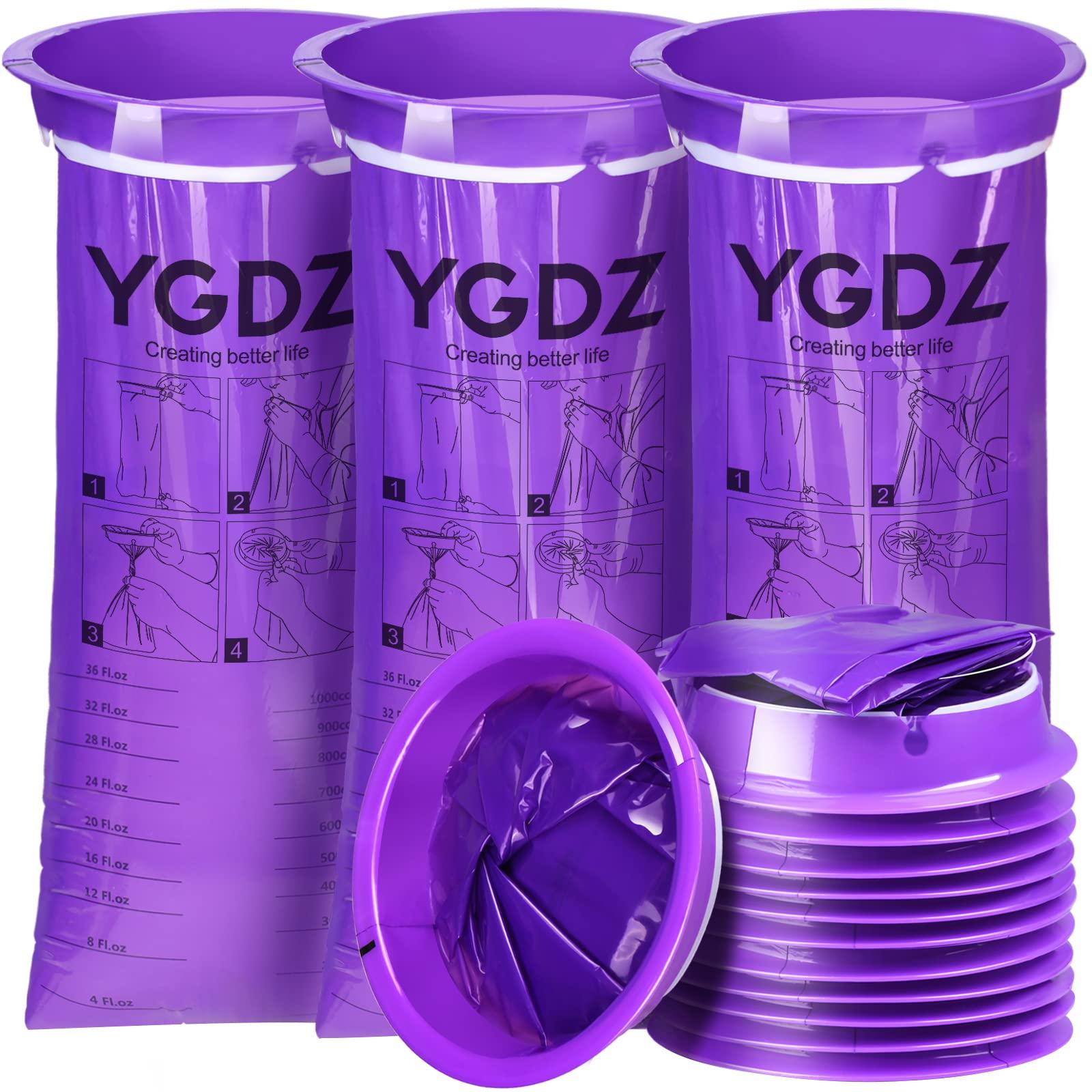 YGDZ Barf Bags, YGDZ 15 Pack Vomit Bags Disposable Throw Up Emesis Bags Puke Nausea Bags for Travel Motion Sickness, Car & Aircraft, Purple