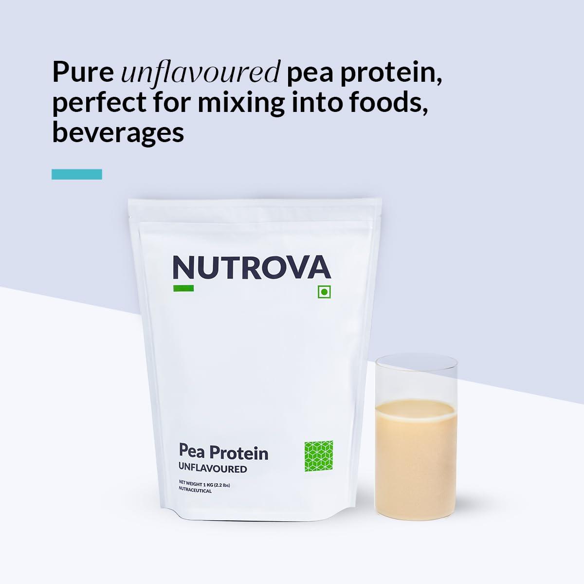 NUTROVA NUTROVA Pea Protein Powder, Vegan Protein Isolate 1 Kg | No Added Sugar, Artificial Sweeteners or Flavours | Vegan & Gluten-free | 80% protein content, 8g protein every 10g scoop