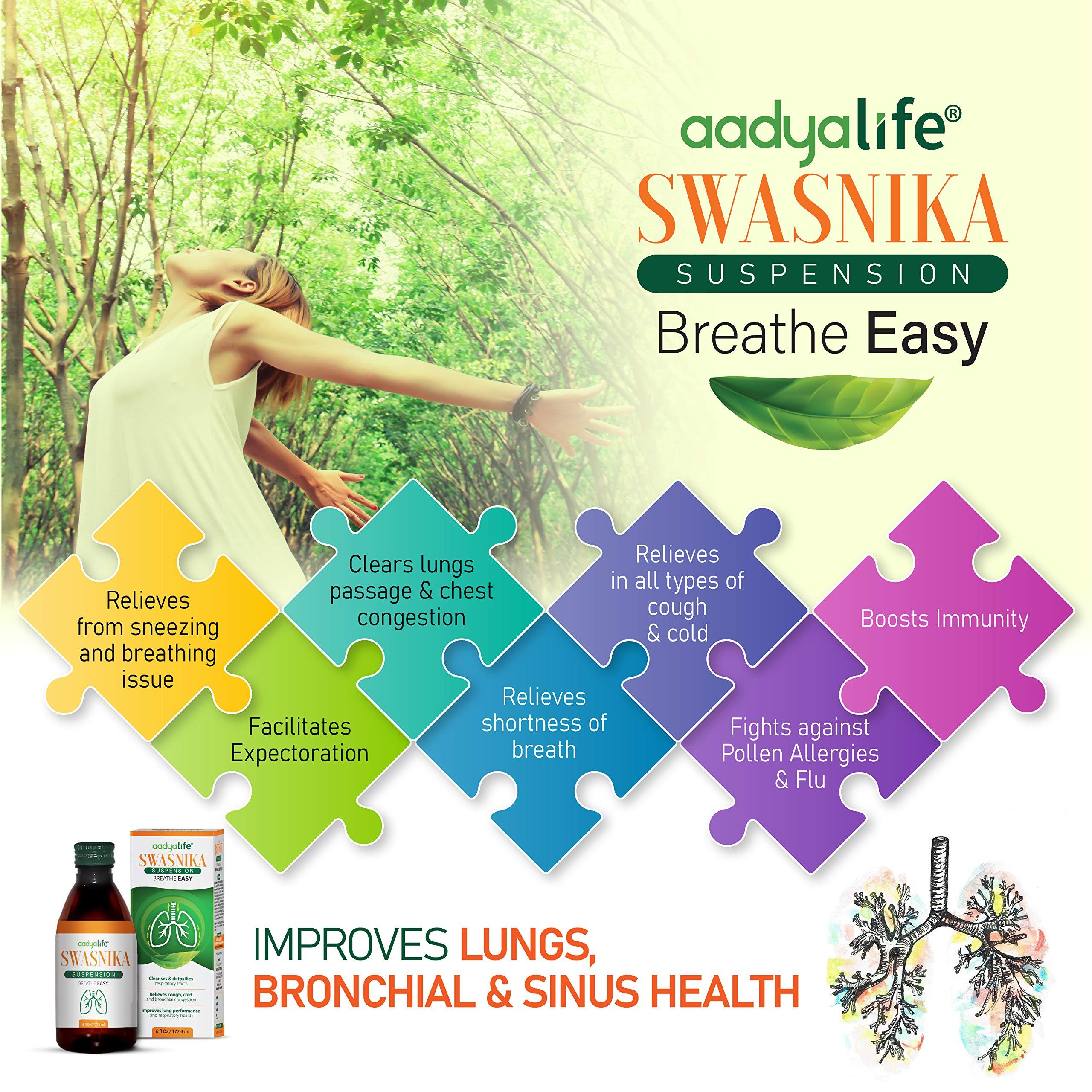 AADYA LIFE AADYA LIFE Swasnika Suspension -6 Fl Oz-Lungs Tonic (Pack of 2) | Cough Syrup With Goodness of Tulsi, Dalchini, Mulethi & Ginger | Supports Respiratory Health | Relieves Cough & Cold
