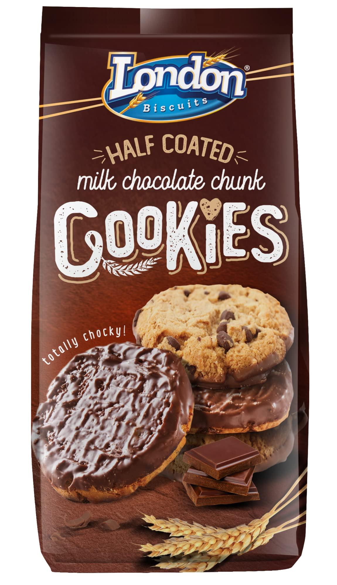 London Biscuits London Biscuits Half Coated Milk Chocolate Chunk Cookies, 5.2 oz / 160 g