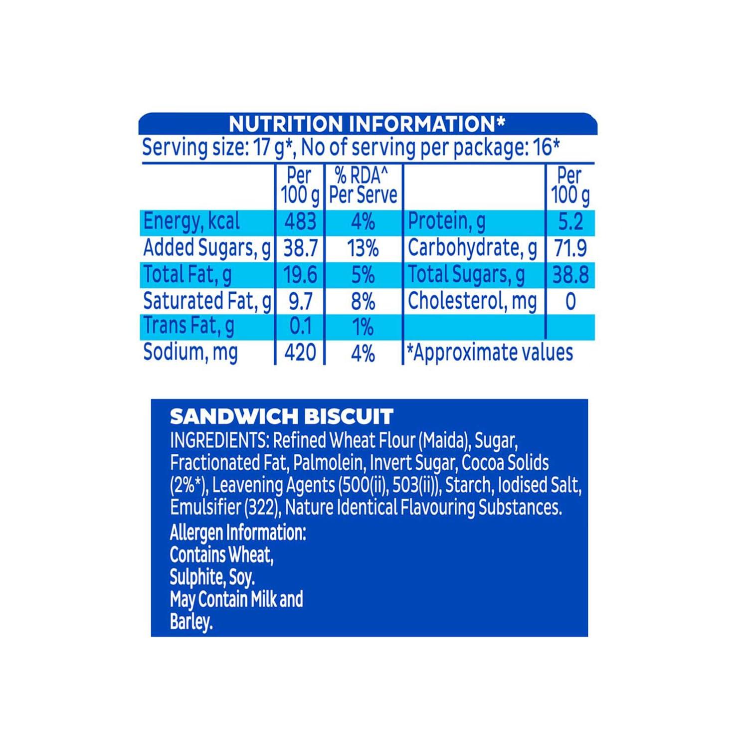 Oreo Oreo Cadbury Vanilla Flavour Crme Sandwich Biscuit, 288.75 grams(packaging may vary) (Pack of 3)