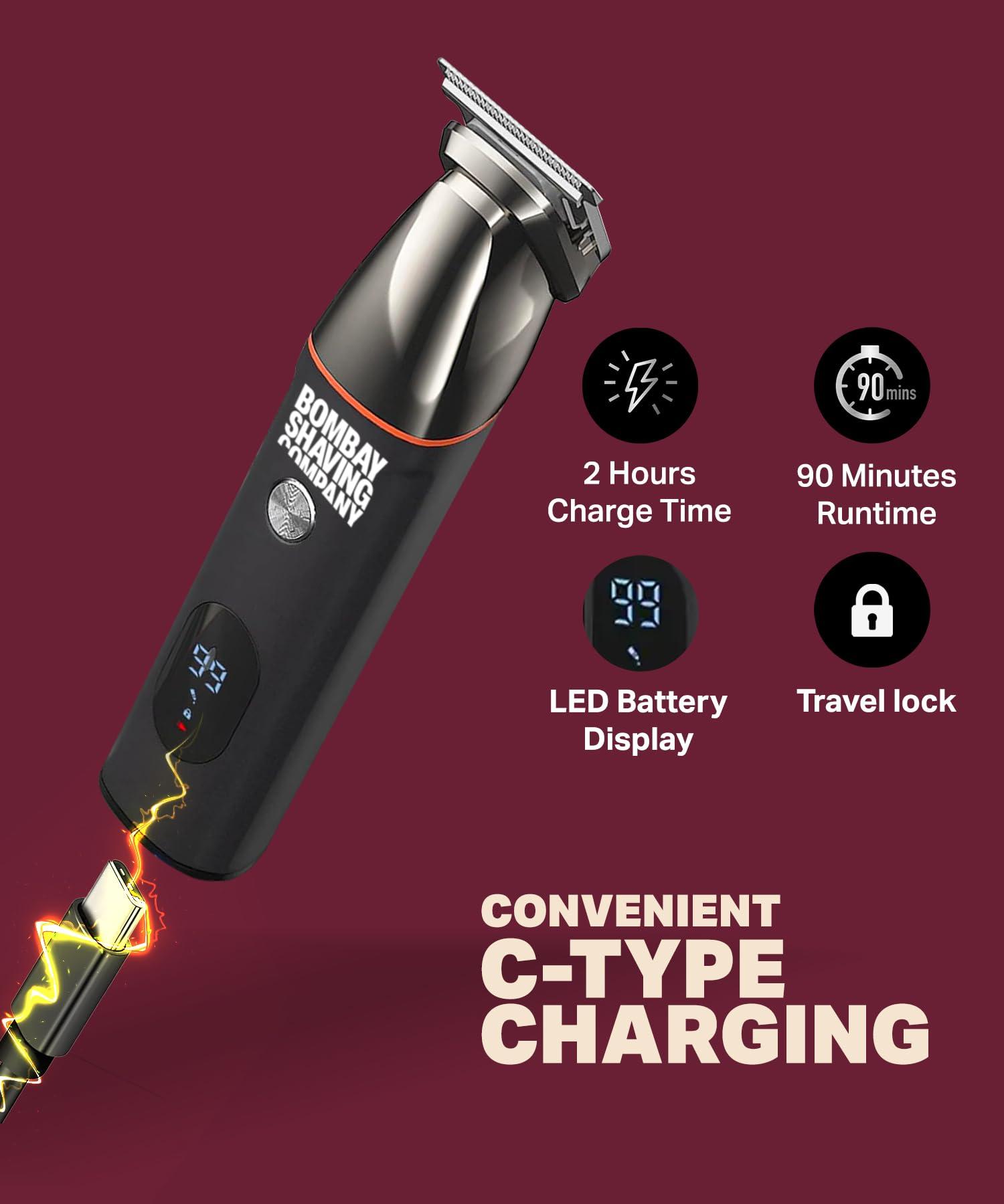 Bombay Shaving Company Bombay Shaving Company Premium Multi Grooming Trimmer for Men | Body and Beard Trimmer for Man | Multi Styling Rotary Comb, IPX6 Waterproof, 90 Min Run Time, 2 Hrs Charge Time | 1 PC