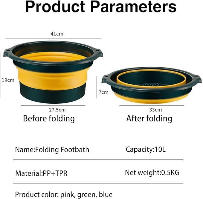 Whixant Whixant Collapsible Foot Bath Basin for Soaking Feet, Foot Spa Bucket with Foot Massage Ball, Space Saving Foldable Foot Soak Bowl for Washing Soaking Feet