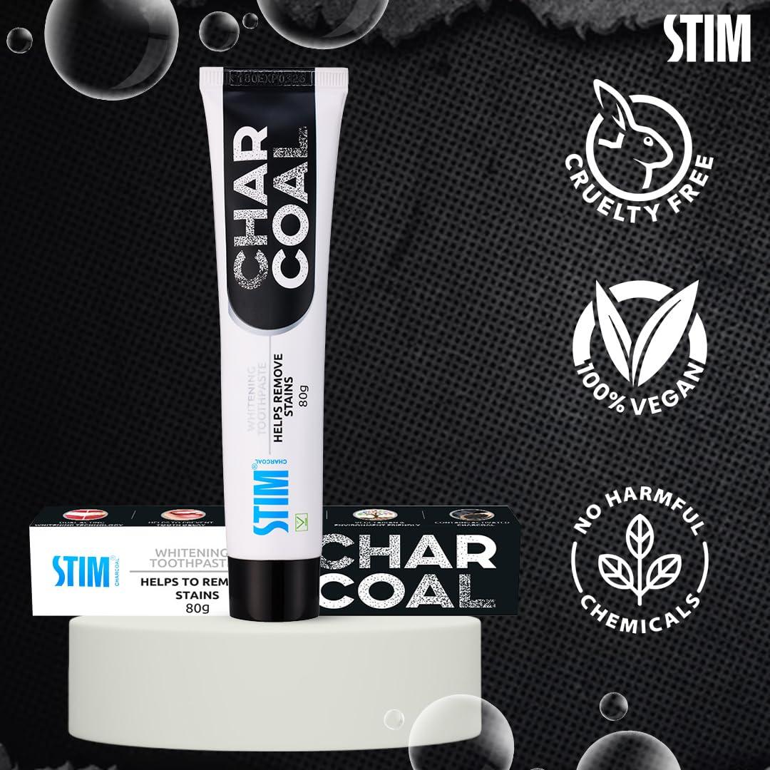 STIM STIM Charcoal Toothpaste For Natural Whitening (80g) Pack of 3