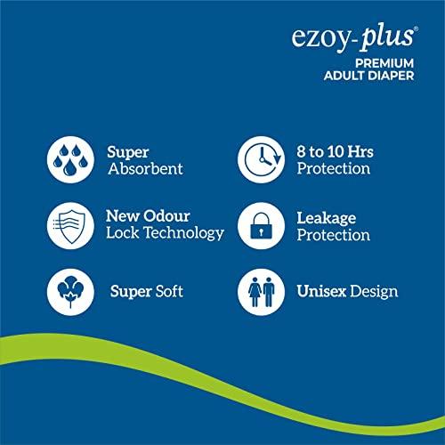 Ezoy-plus Ezoyplus Adult Diaper Large, Waist Size (44\"- 61\")- Pack of 3, 30pcs Pack Adult Diapers - L (30 Pieces)
