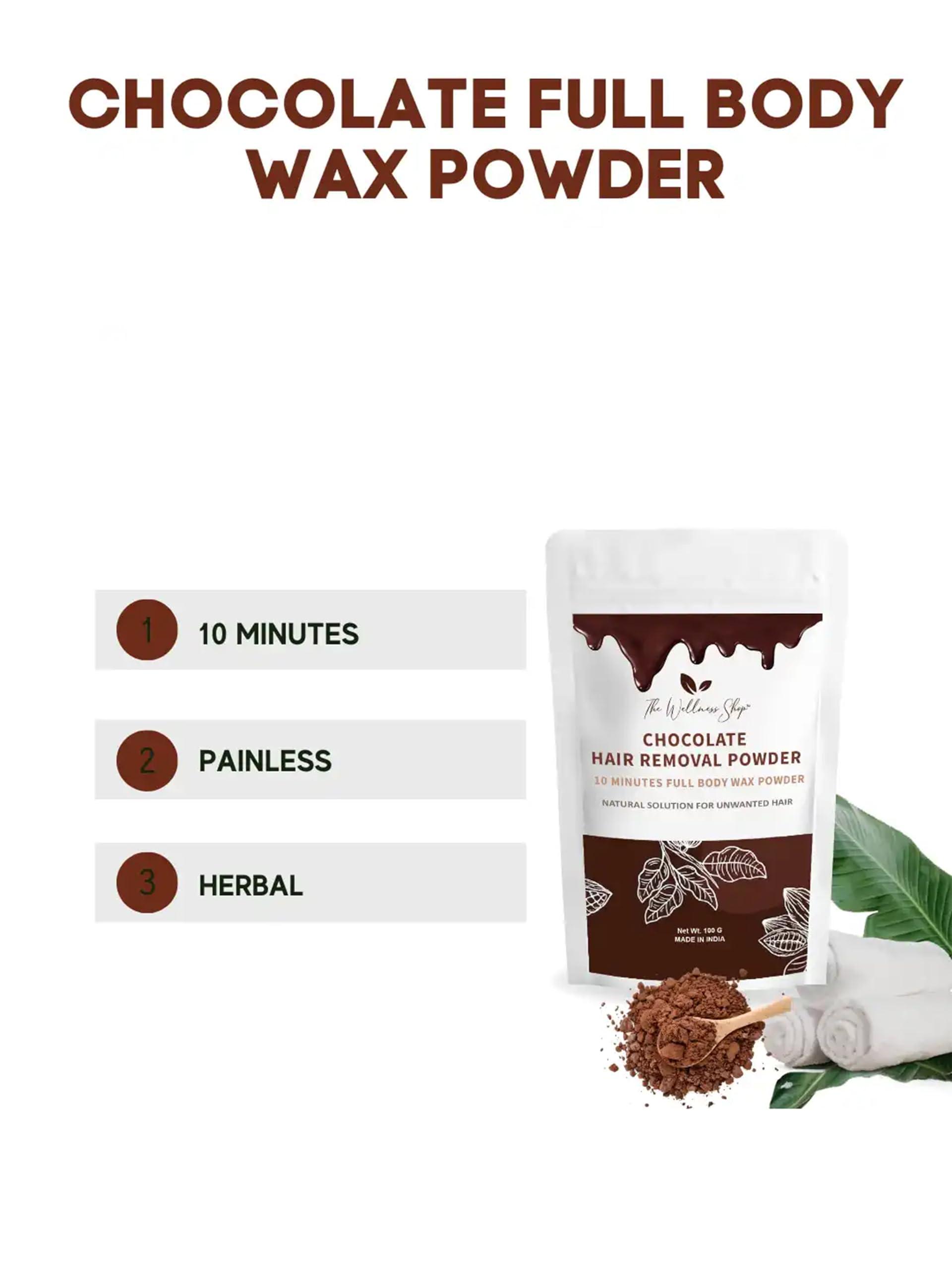 The Wellness Shop The Wellness Shop - Women Chocolate Hair Removal Powder, 10 Minute Full Body Waxing Powder, Painless And Natural Solution For Unwanted Hair And Parlour Like Result At Home
