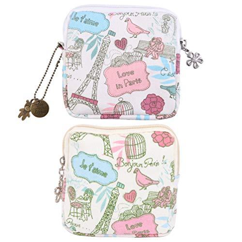 Artibetter ARTIBETTER 2pcs Menstrual Pad Napkins Bag Pouch Nursing Pad Holder Sanitary Napkin Bag Small Zipper Pouch Coin Purse for Women and Girls (Random Pattern)