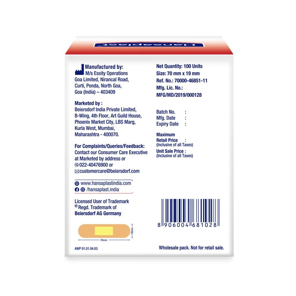 Hansaplast Hansaplast Antiseptic Regular Bandage for Cuts & Wounds | 100 strips | Breathable fabric | First Aid | Protects Against Dirt and Bacteria | For Kids & Adults