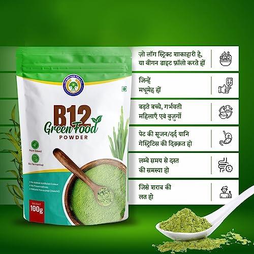 Vichip B12 Green Food Powder 100 gms | 100% Natural Plant Based Vitamin B12 Supplement for Men & Women | No Preservatives