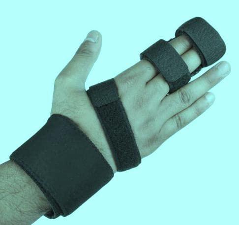 WITSOUL WITSOUL Two Fingers Splint Trigger Finger Adjustable Brace, Metal Straightening Immobilizer Splint Full Hand and Wrist Support fit Left and Right BOTH HAND (M)