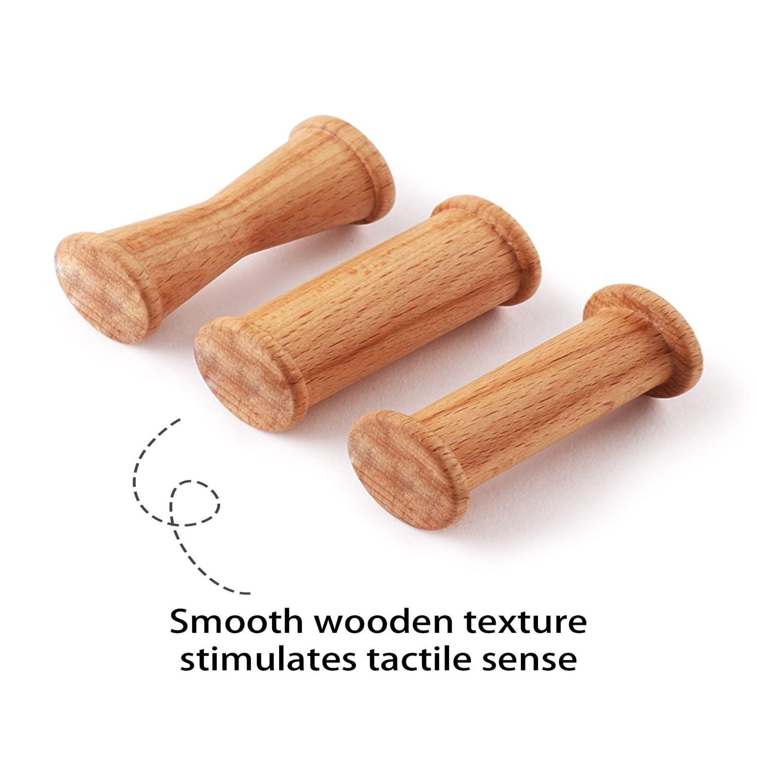 FIRSTCRY INTELLIBABY Intellibaby Premium Wooden Grasping Bars for Baby Girls/Boys | Learning Wooden Toy for Early Child Development | Pack of 3 | Non-Toxic | Best Birthday Gift for Babies | Brown | 5+ Months