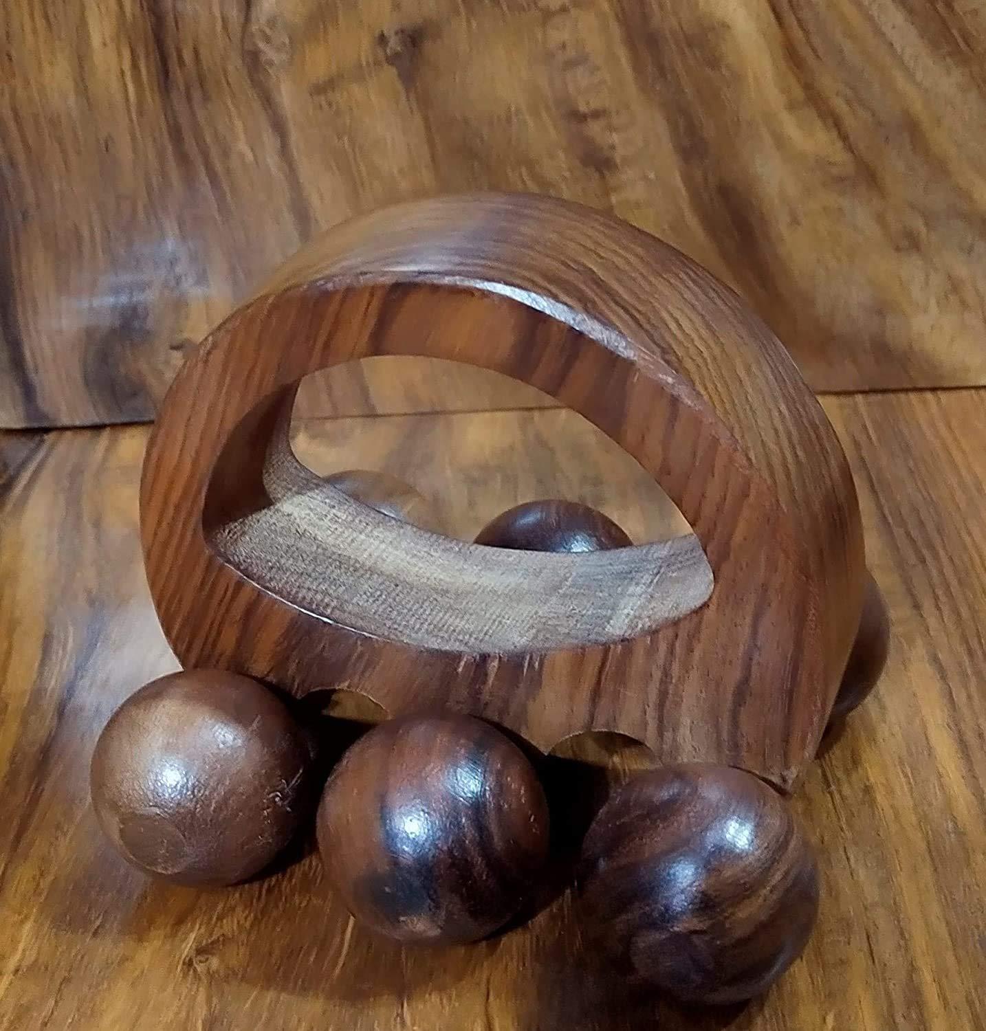 Handmade Heavenly Heavenlay Wooden Back Massager Back Pain Relief Body Massager Of 6 Massage Roller (Size 5 Inch)