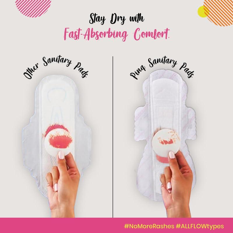 pinq polka PINQ POLKA Premium Sanitary Pads(XXL-330mm) with 25 (Large-180mm) Pantyliners for Discharge, Organic Cotton Soft Feel|Rash Free|Ultra Thin for Night & Heavy Flow Combo with Disposable Pouch, 35 Pieces