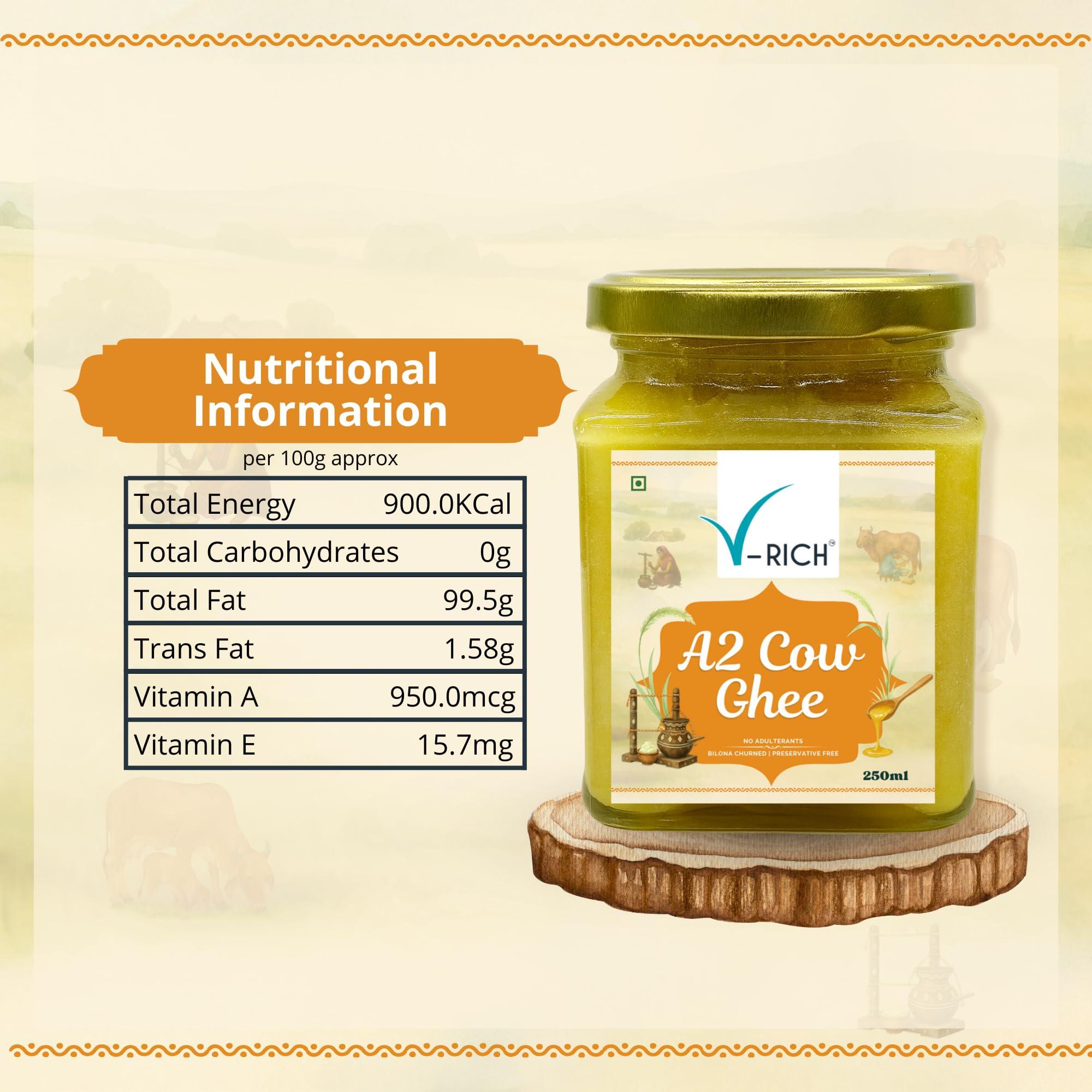 V-Rich A2 Desi Cow Ghee (250ml)