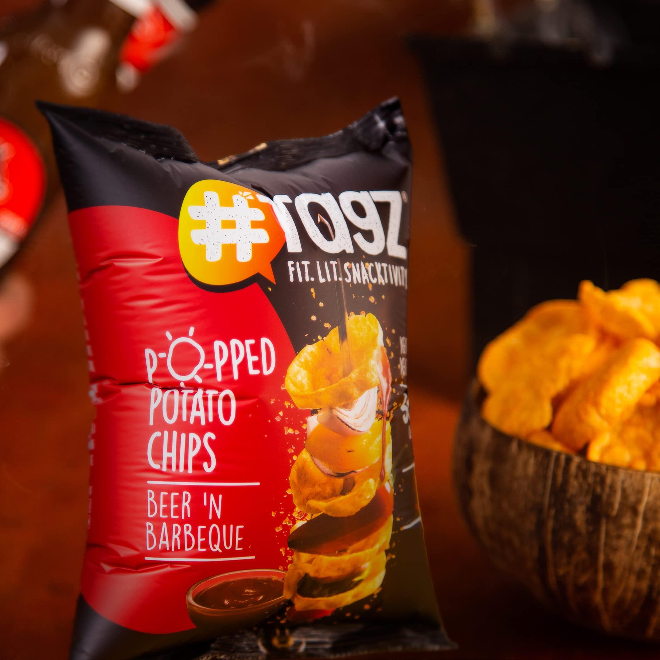 TagZ TAGZ Popped Potato Chips | Not Fried, Not Baked | No Cholesterol | Healthy Snack Pack of 5 Pouches + 1 Harissa Dip