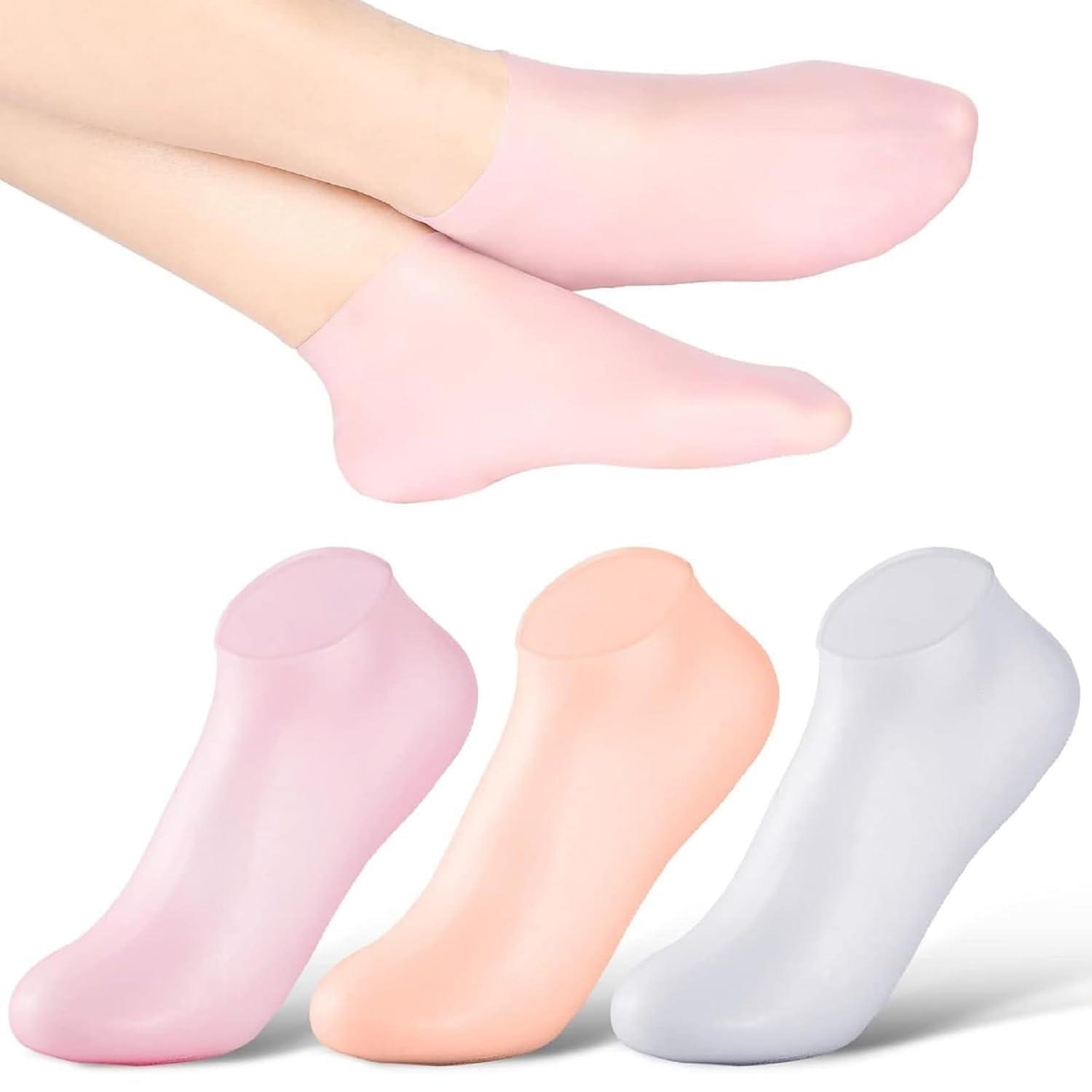 FLIXIFY FLIXIFY Traxito Silicon Heel Socks Heel For Crack Spa Gel Socks For Women & Men,Feet Protector Crack Heel Repair Socks With Moisturizing Natural Oil & Vitamin E Repair Dry Cracked (1 Pair, Pink)