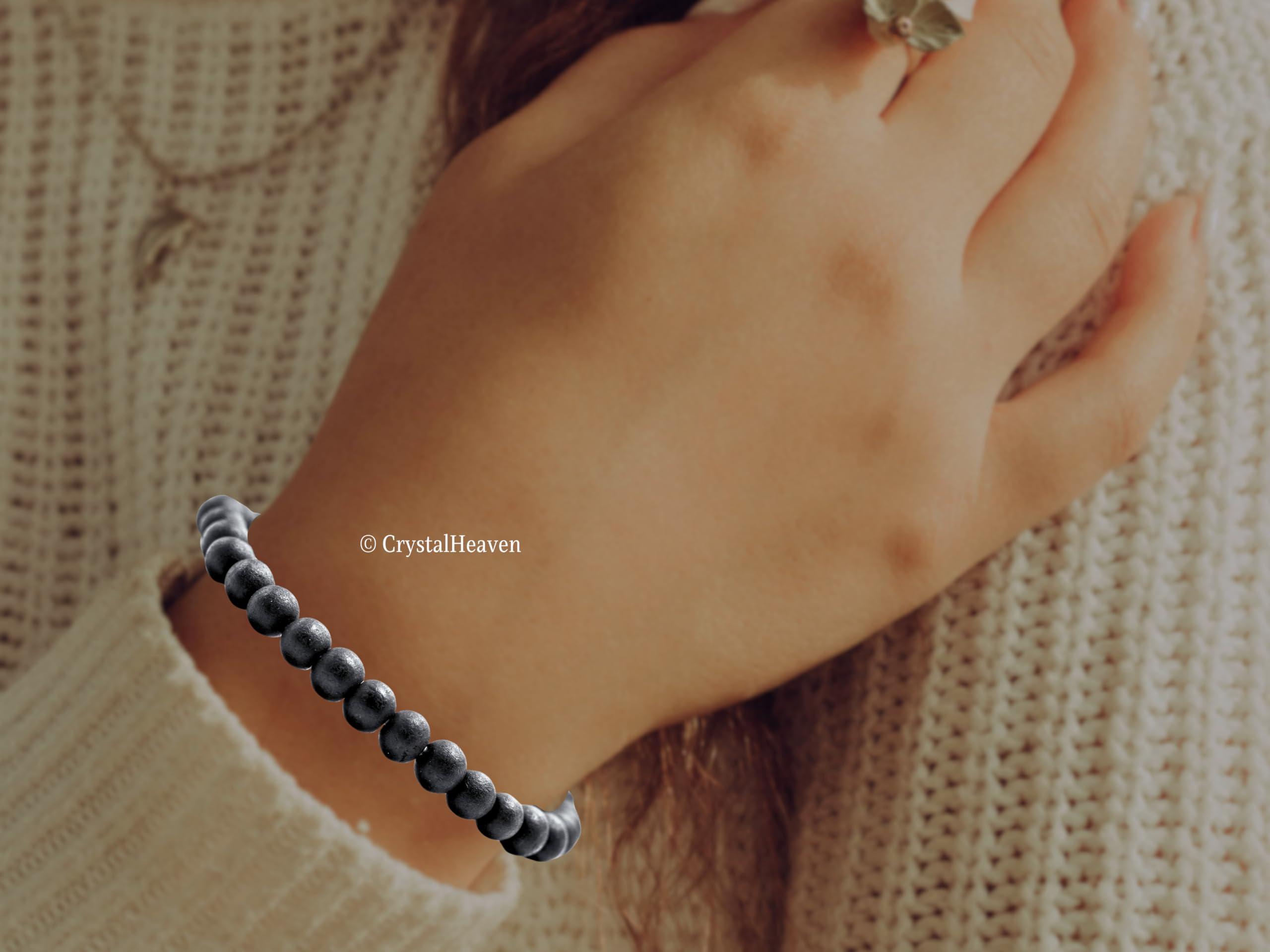 Crystal Heaven Certified Karungali Bracelet Original for Men Women - Black Ebony Wood Bracelet - Original and Natural Karukali Malai for Men Women Pooja Supplies (6mm Beads, Elastic)