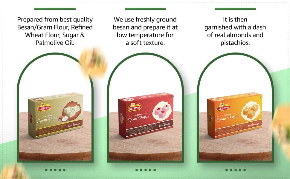 Surya Surya 400gm Rose Soan Papdi with real rose petals (rose) |Indian Sweet |Rose Flavoured