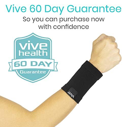 VIVE Vive Wrist Sweatbands (Pair) - Bamboo Charcoal Compression Wristband - Athletic Support for Carpal Tunnel Pain Relief, Arthritis, Tendonitis and Tennis (Black, Large/X-Large)