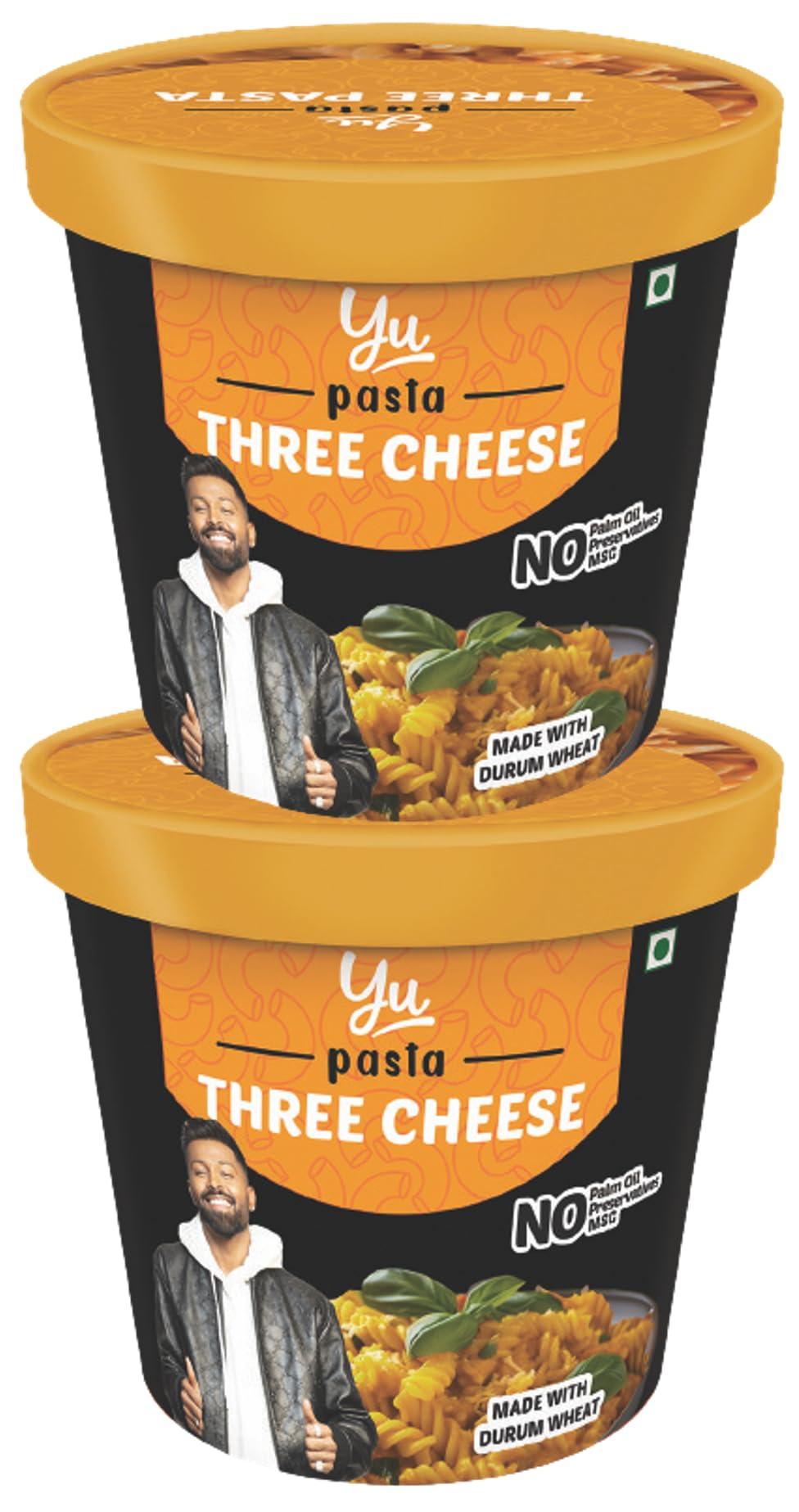 Yu Foodlabs Yu Foodlabs Instant Pasta - Ready To Eat - 2 Three Cheese Flavour - Instant Meal - No Preservatives - 100% Natural & Veg - Instant Food In 4 Mins - (Pack Of 2) - Natural, 130 Gm