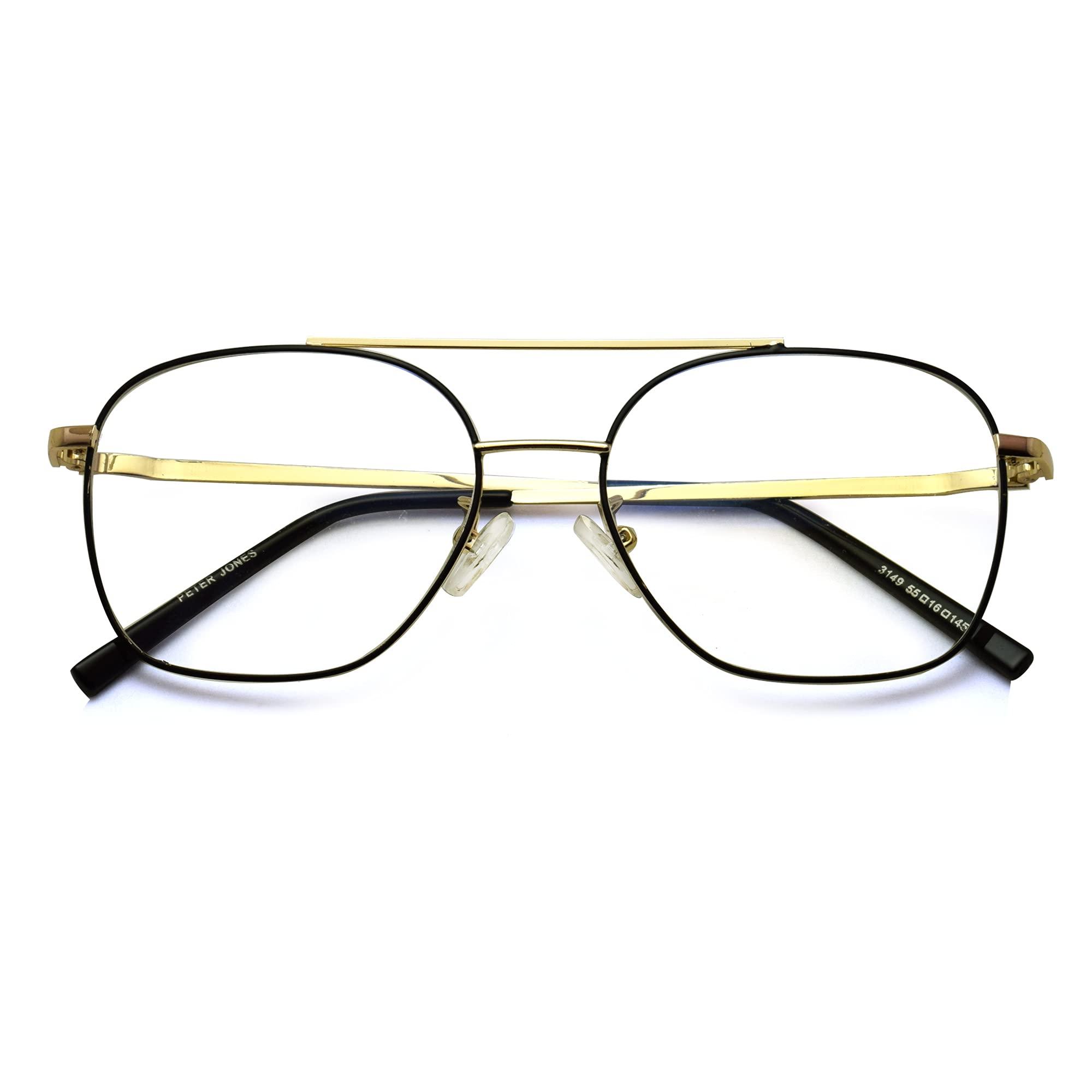 Peter Jones Peter Jones Square Medium Computer Glasses for Men Women with Zero Power Blue Light Blocking Lenses (SIZE MEDIUM) AG236