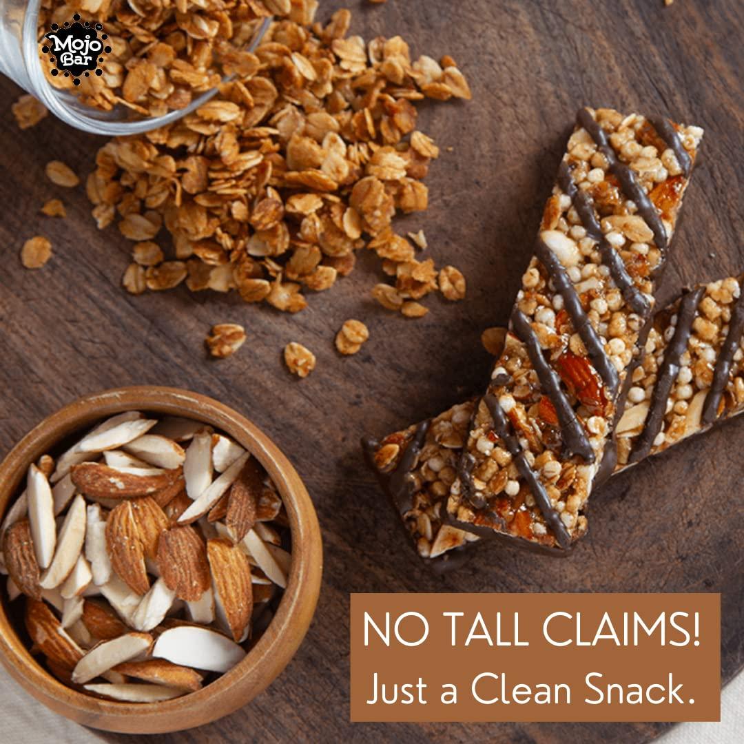 Mojo Bar Mojo Bar Energy Bars Choco Almond & Protein | 100% Whole Grains, Nut & Fruit | High Energy & Granola Bars | 5g Protein Snack | Pack of 6 x 32g Energy Bars | Gluten Free & No Preservatives