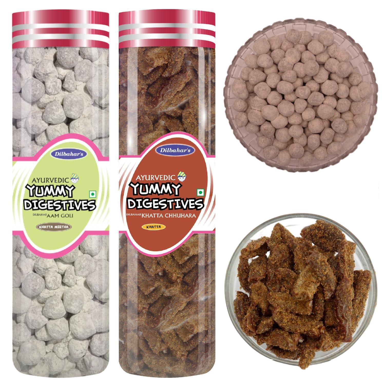 Dilbahar's Dilbahar's Yummy Digestive Aam Goli 210 g and Khatta Chhuhara 160 g - Pack of 2