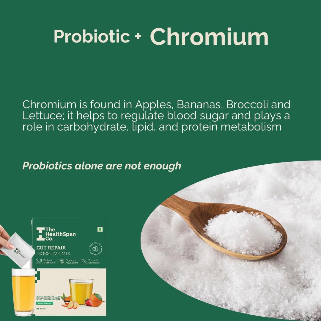 The Healthspan Co. The Healthspan Co. Gut Health Supplement | Probiotic + Zinc + Chromium for Leaky Gut Relief, Immunity & Digestive Health |5Bn CFU of Clinically Proven Strains | 30 Days Pack