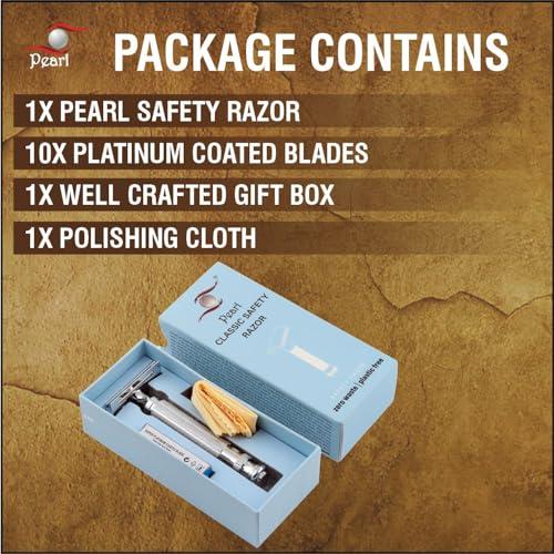 PEARL PEARL Men Shaving Double Edge Safety Razor L-55 ( Close Comb,Chrome)