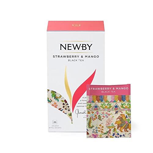 Newby Newby Strawberry and Mango Black Tea, 25 Biodegradable Tea Bags | With Sweet & Sour Notes of Mango & Strawberry | Hot & Cold Tisane | 50g