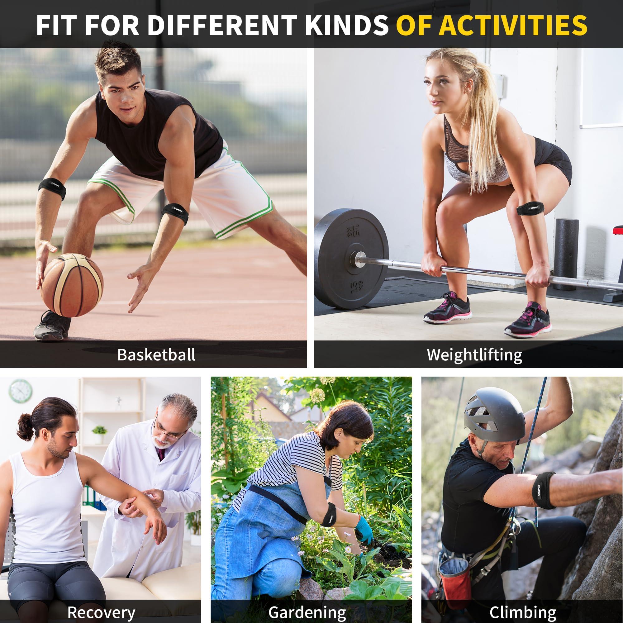 CAMBIVO CAMBIVO 2 Pack Tennis Elbow Brace, Arm Support Strap Band with Compression Pad for Tendonitis, Tennis and Golfer\'s Elbow (Black)