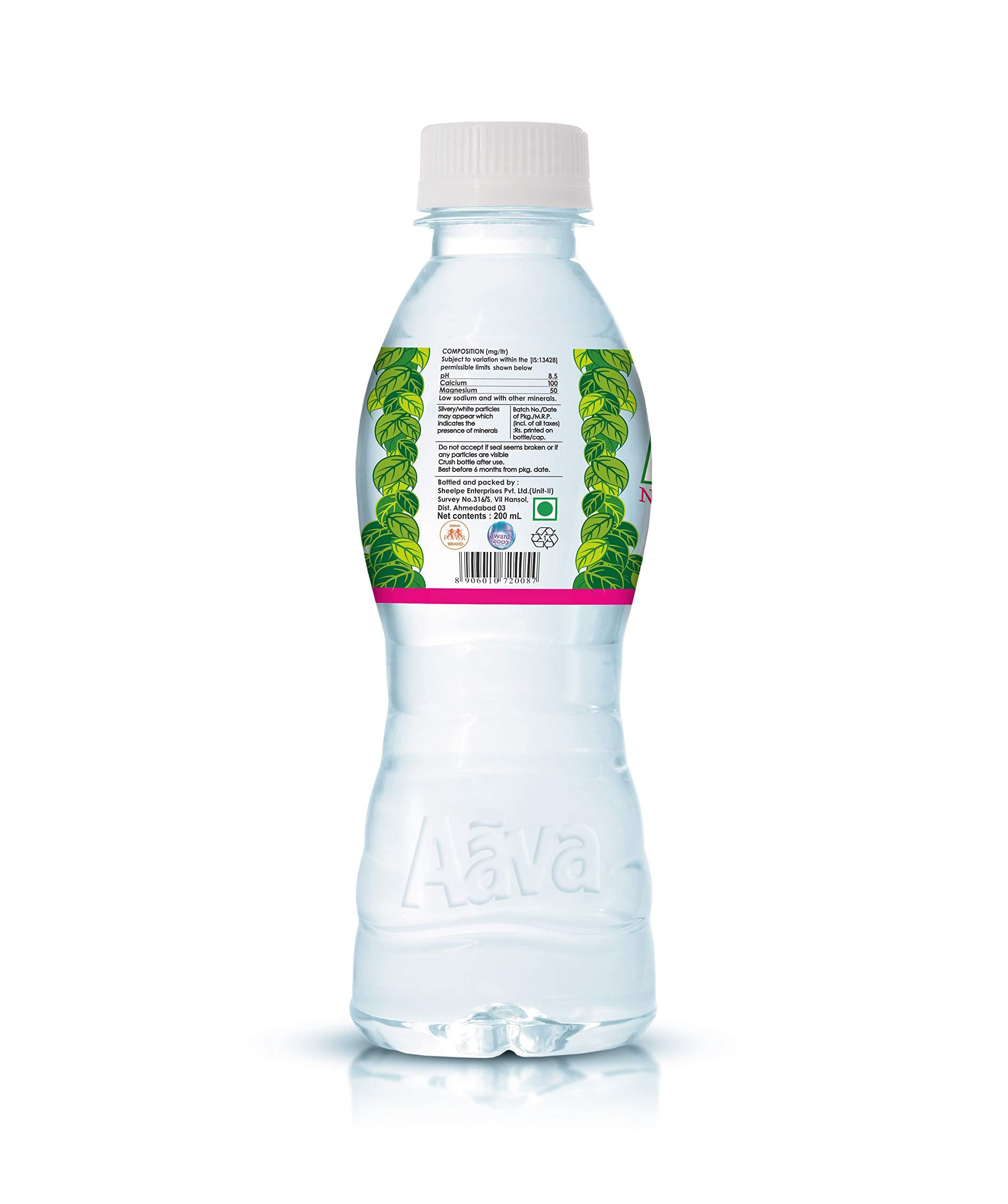 AAVA Aava Naturally Alkaline Mineral Water 200ml | Origin Aravalli Hills | 100% Alkaline pH 8.0+ | Benefits of Calcium & Magnesium (Pack of 24 bottles)