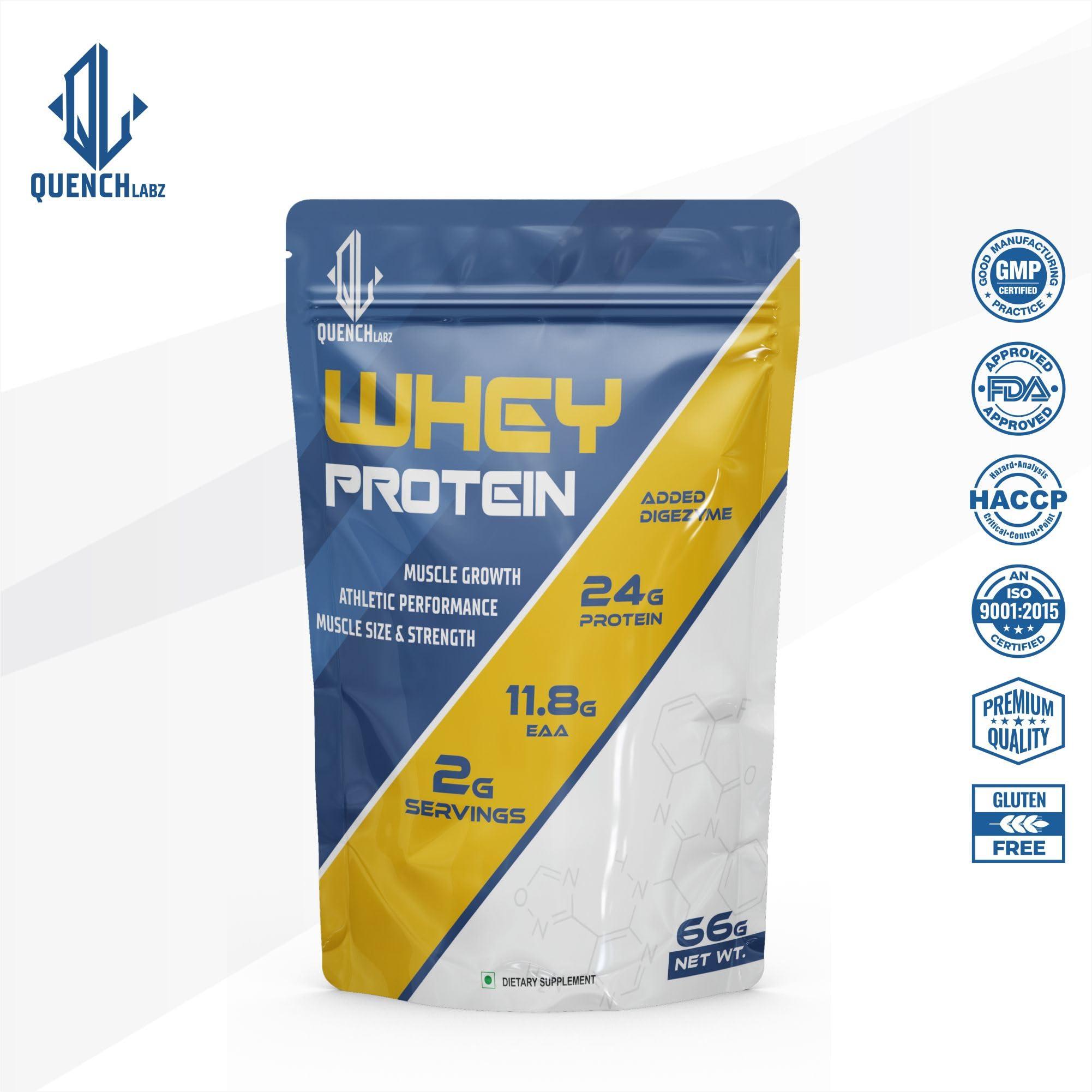 QUENCHLABZ QuenchLabz Whey Protein | Clinically Tested 50% Higher Protein Absorption (Kulfi, 2 Serving)