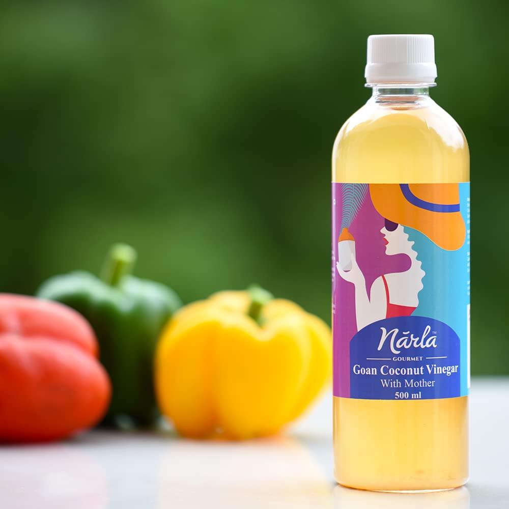 NARLA Narla Goan Coconut Vinegar (with Mother), 500ml [Detox, Salad, Marination], from Coconut sap NOT Coconut Water. Zero Added Sugar