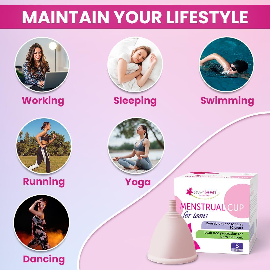 Everteen Everteen Small Menstrual Cup For Periods|Odor-Free, Rash-Free, No Leakage|12-Hour Protection|Up To 10 Years|Medical-Grade Silicone|Free Pouch|Sanitary Cup For Feminine Hygiene- 1 Count