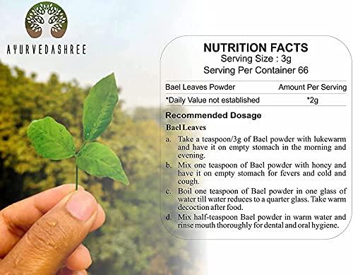 AYURVEDASHREE AYURVEDASHREE Bilva Powder - Bael Leaves Powder - Aegle marmelos - 200 Gm - Supports Proper Function of The Bowels
