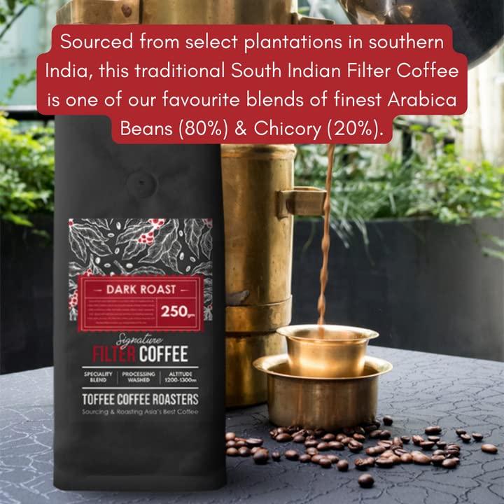 Toffee Coffee Roasters TOFFEE COFFEE ROASTERS | Medium Dark Roast Traditional South Indian Filter Coffee Connoisseur Set - 250 gm