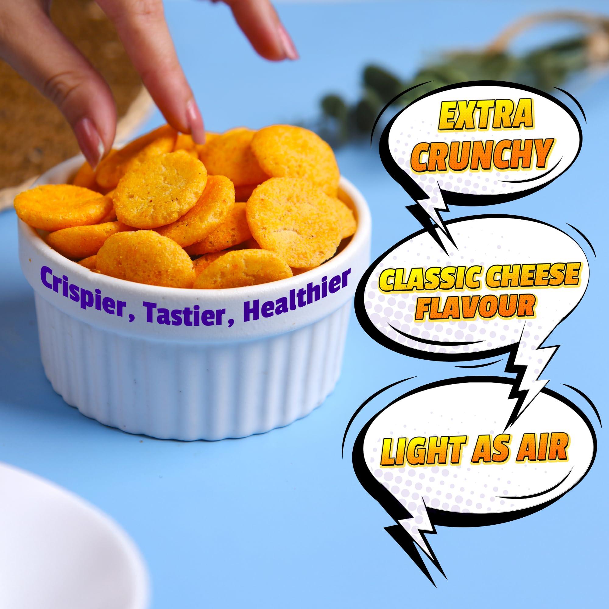 The Healthy Binge The Healthy Binge Amaranth Baked Chips Snacks for Adults and Kids| Healthy snacks for kids and adults | Classic Cheese Flavour | Protein | Gluten Free | 0% Cholesterol | Pack of 9 (40 Gm X 9)