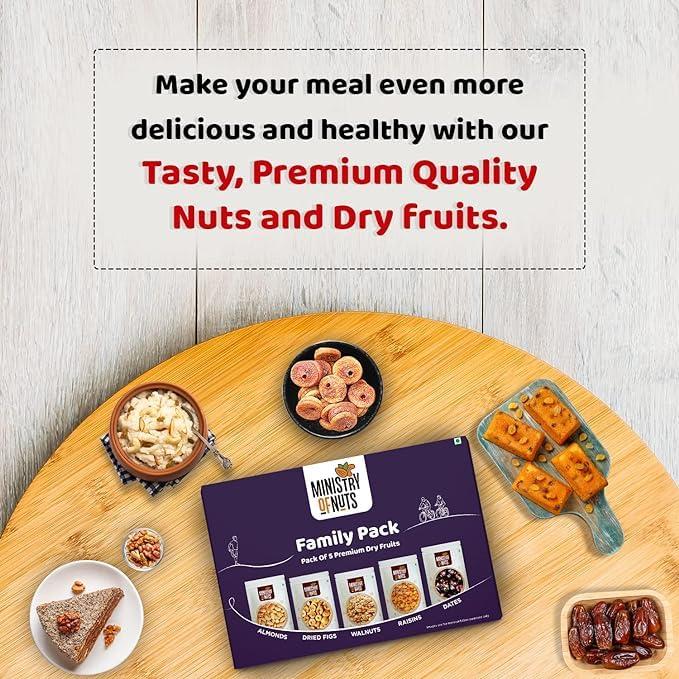 MINISTRY OF NUTS Ministry Of Nuts Family Pack Of 5 Premium Dry Fruits (Pack of 5 Dry Fruits 750g)