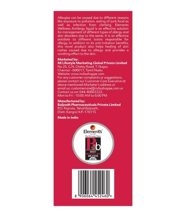 Elements Wellness Elements Wellness Antilergy Liquid 200 ML, Elements Wellness, Antilergy, Designed To Effectively Manage And Prevent Various Skin Allergies