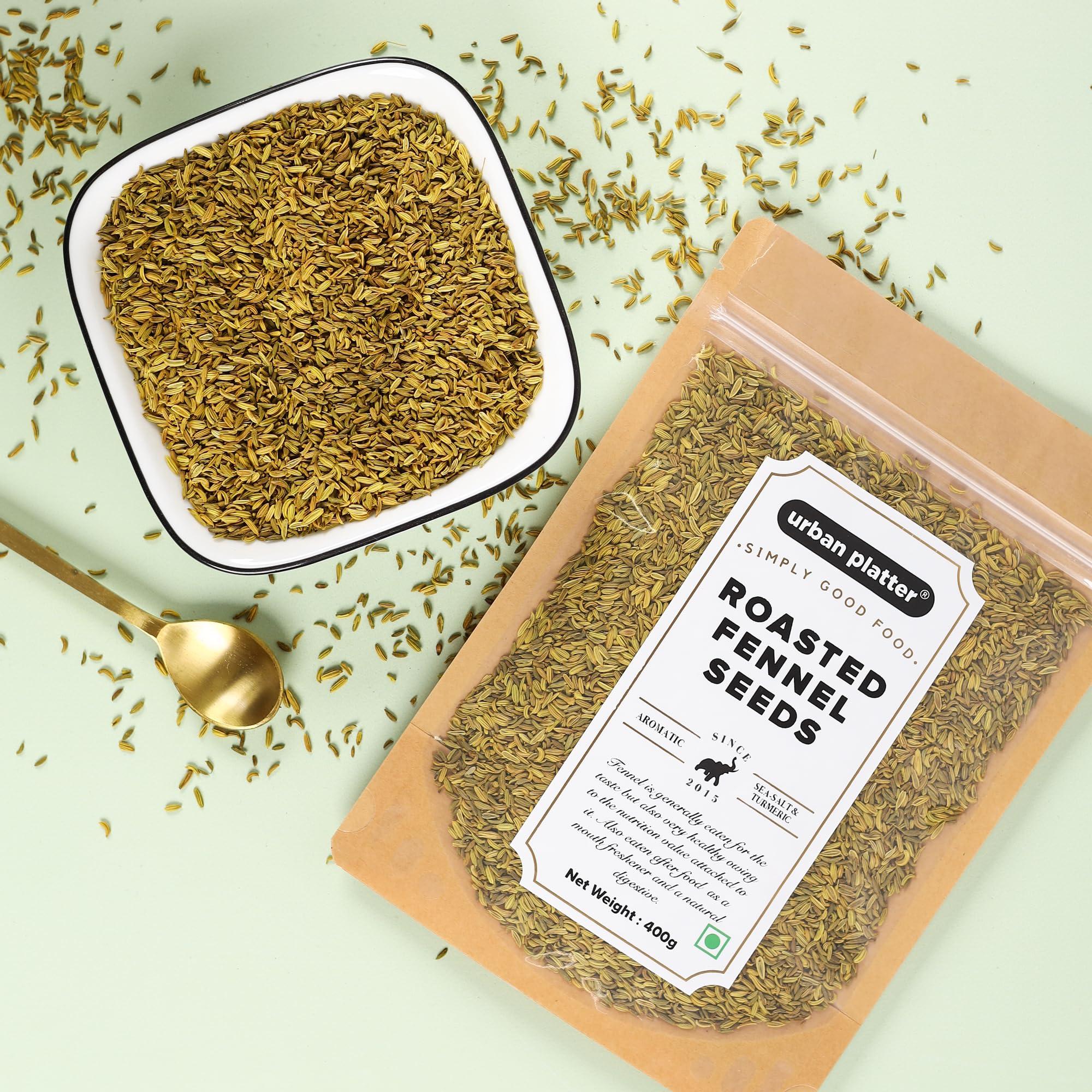 urban platter Urban Platter Roasted Salted Fennel Seeds, 400g [Saunf | After Meal Digestive | Mouth Freshener]
