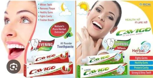 RCM Cavigo Rcm All Rounder Organic Herbal Toothpaste - 100G (Pack Of 4) - Relieves, Cold Relief, Gum Swelling, Freshness, Plaque, Gingivitis, Antiseptic, Bad Breath