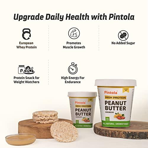 Pintola Pintola High Protein All Natural Peanut Butter | Unsweetened | 37% Protein | Imported Whey Protein and Roasted Peanuts (Creamy, 510g)
