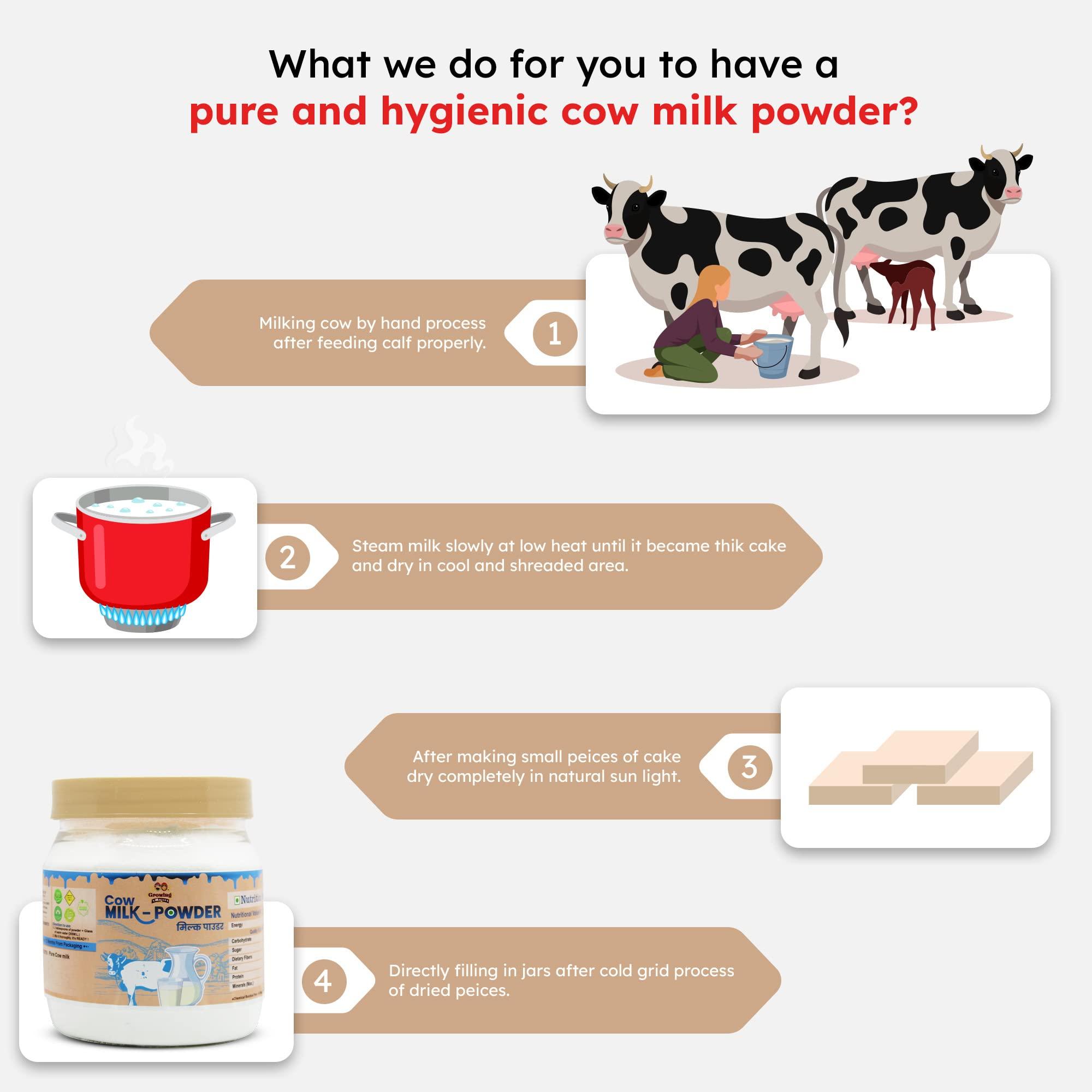 Growing Villagers Growing Villagers Natural Cow Milk Powder | Whole Milk Cream Freeze Dried Organic Grass Fed A2 Cow Milk Powder | Multipurpose Use | No Additives No Preservatives | 150 Grams