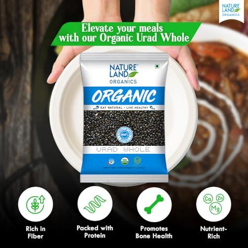 NATURELAND ORGANICS Natureland Organics Urad Whole / Sabut / Urad Kali Daal 1 Kg - Organic Healthy Pulses