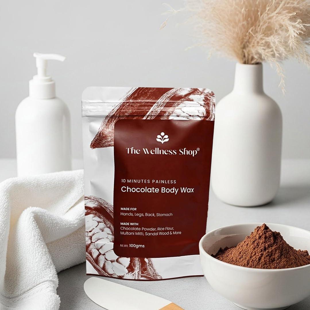 The Wellness Shop The Wellness Shop - Women Chocolate Hair Removal Powder, 10 Minute Full Body Waxing Powder, Painless And Natural Solution For Unwanted Hair And Parlour Like Result At Home