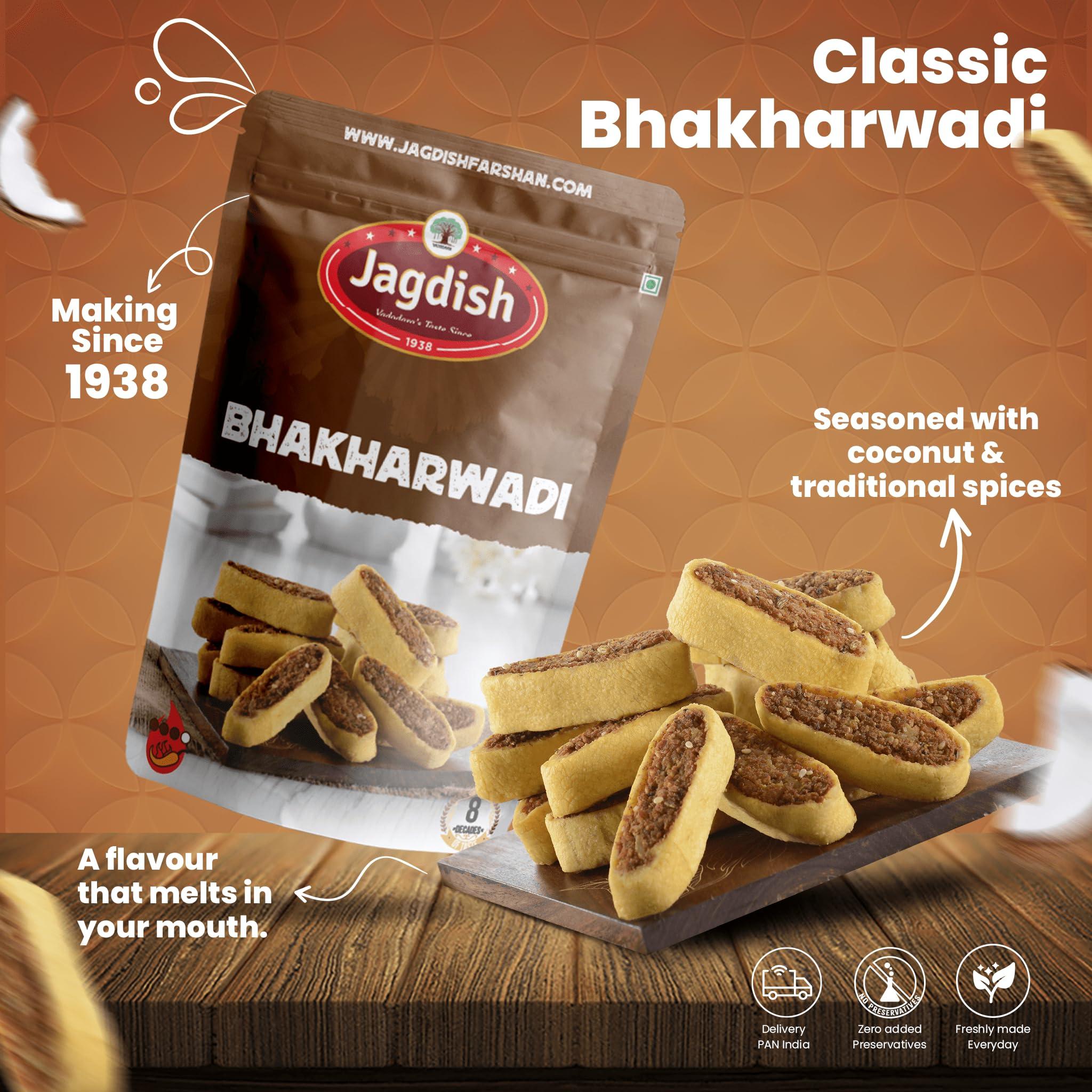 Jagdish Farshan Jagdish Farshan Bhakharwadi (Garlic || Regular) Namkeen || 250 GMS Pack of 2